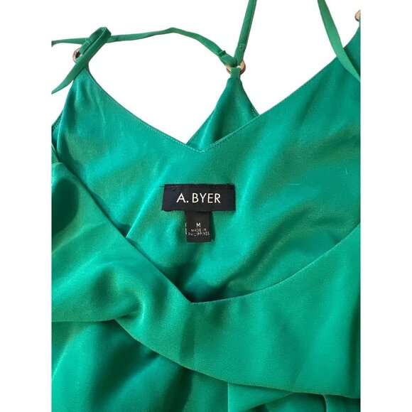 💖A. Byer Green Sleeveless Dress M Polyester - Picture 4 of 8